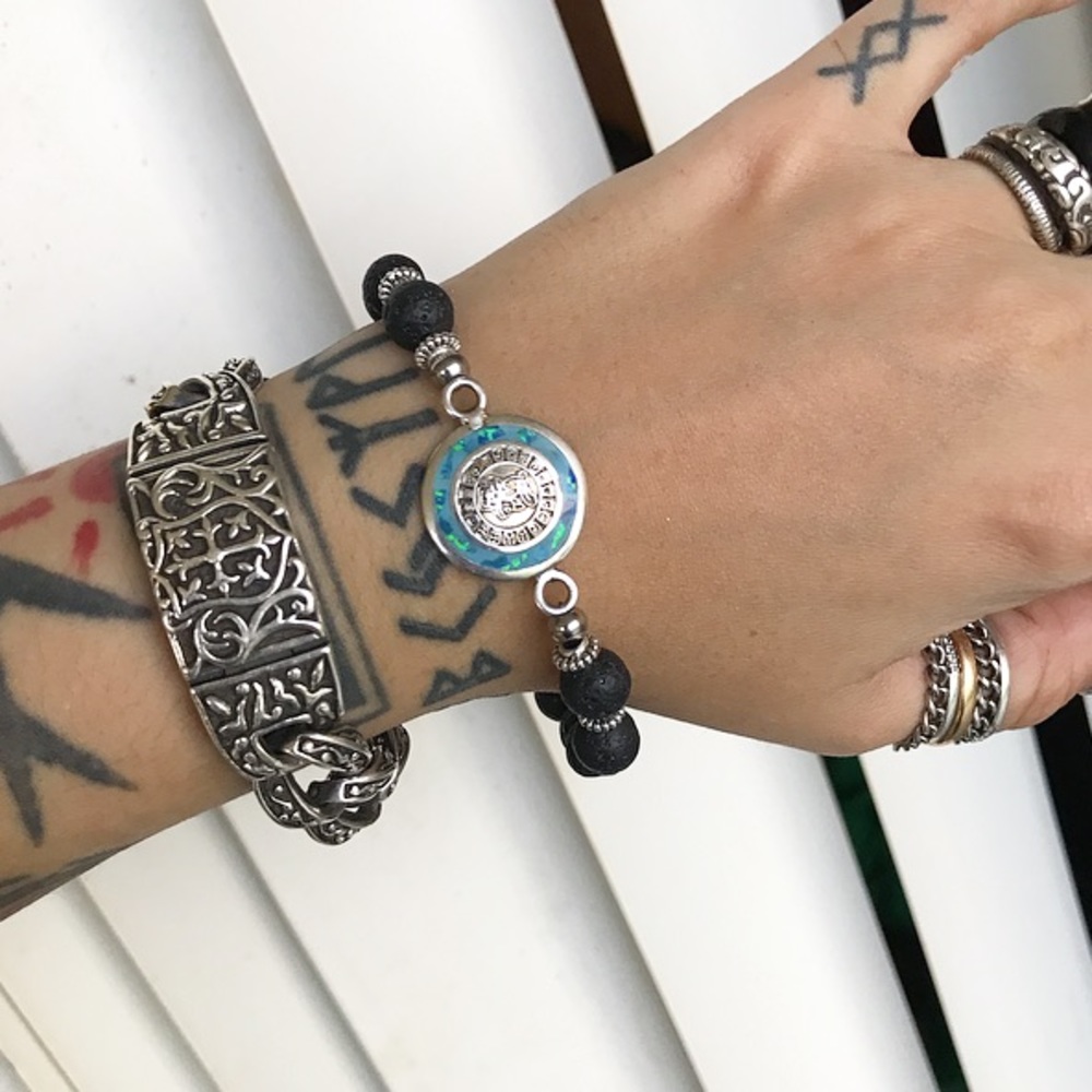 Sterling silver opal aztec mayan mexican coin - Picture 5 of 8